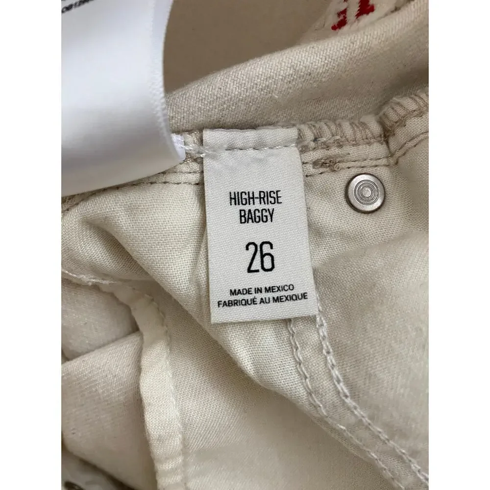 Urban Outfitters BDG Women's Size 26 Cream Distressed High Rise Baggy Jeans * - Picture 8 of 10